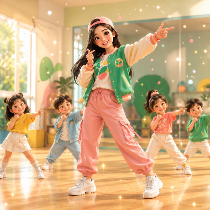 Cô Hương dancing in Sprout's Dance Party game